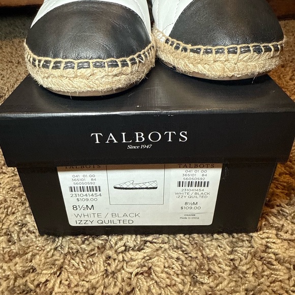 Talbots Quilted Leather “Izzy” Black and White Espadrilles 8.5 - Picture 2 of 9